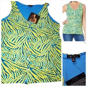IMAN bright tropical Global Chic Shirt‎ Size xL Flowy Animal Print summer travel